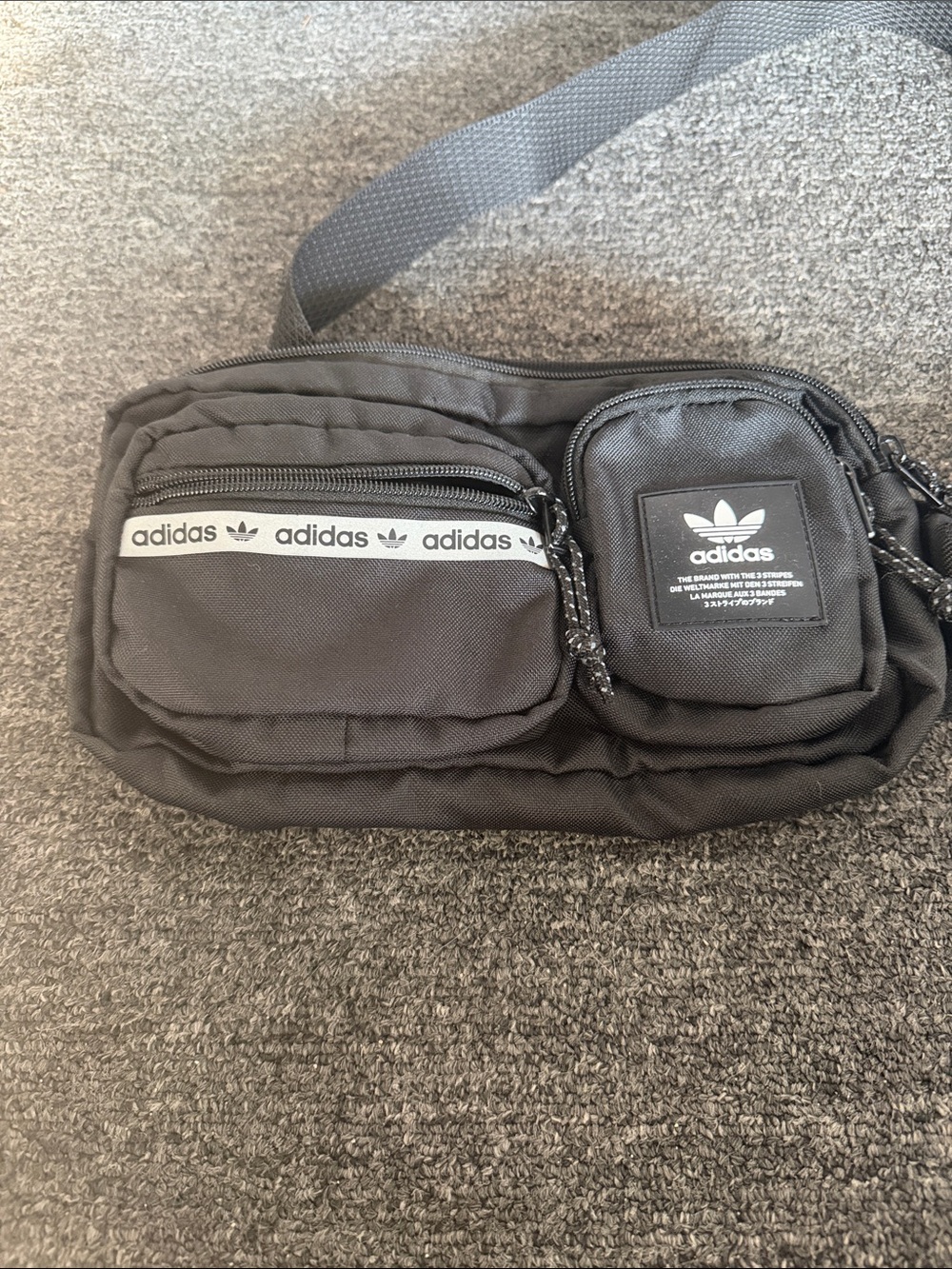 adidas Originals Black Utility Waist Pack with Logo Tape